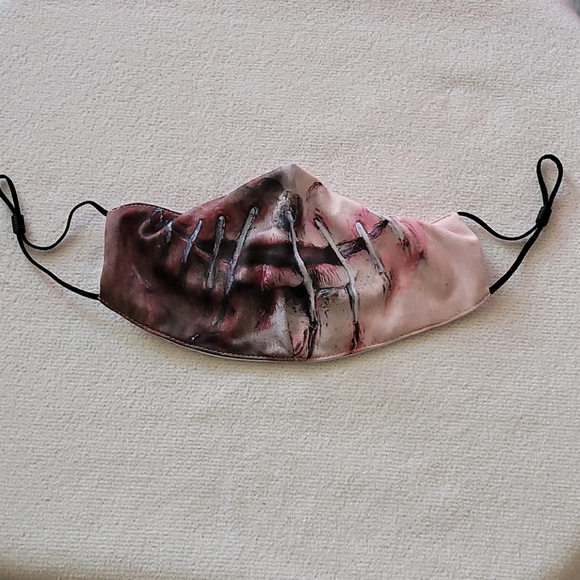 Halloween Scary Smile stitches scary Reusable face mask - Picture 3 of 9